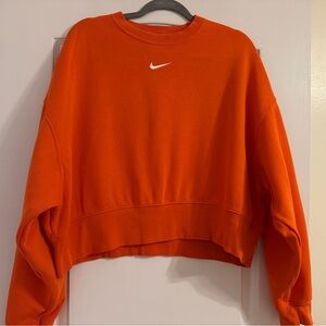Nike Women's Bright Orange Cropped Sweatshirt